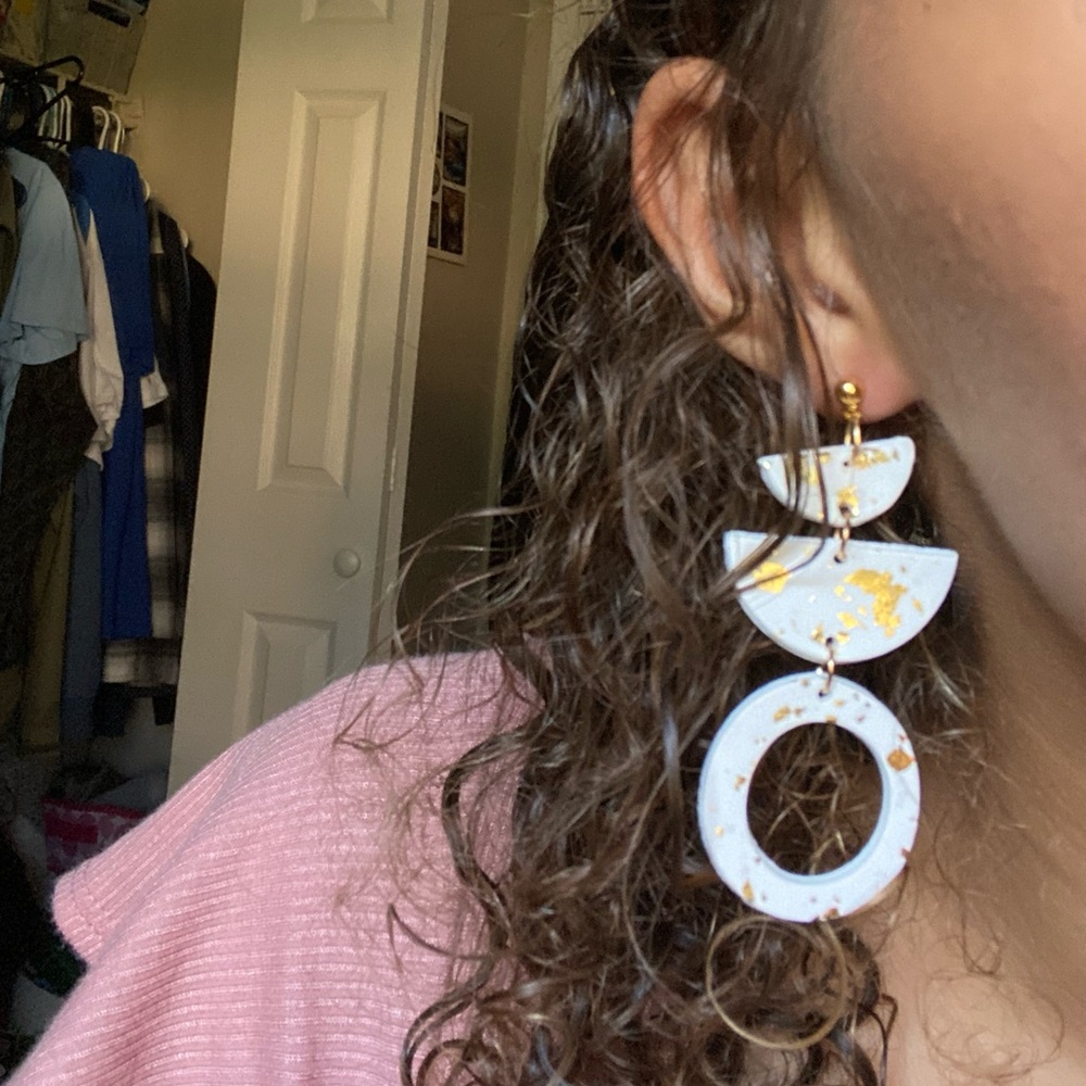 Handmade polymer clay earrings, very trendy and durable! - Picture 2 of 2